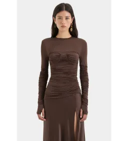 Sir the Label Alessia Draped Gown in Chocolate Size 10 for rent on The Volte - image 4
