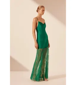 Shona Joy Elle Silk Lace Cowl Maxi Dress in Emerald Green Size 8 for rent on The Volte - image 2
