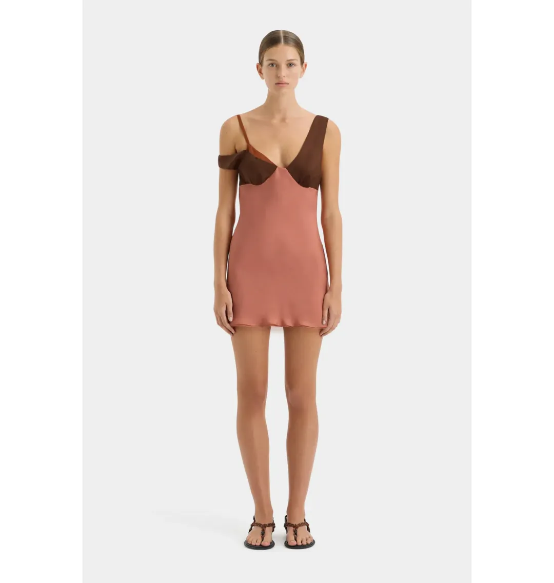 Sir The Label Halcyon Mini Dress in Almond Splice Size AU 8 for rent on The Volte - main image