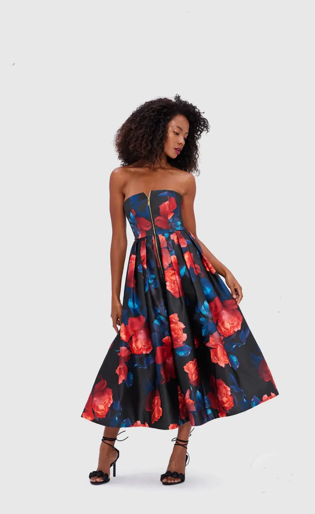 Leo Lin Norine Bustier Midi Dress Print Size 12 for rent on The Volte - main image