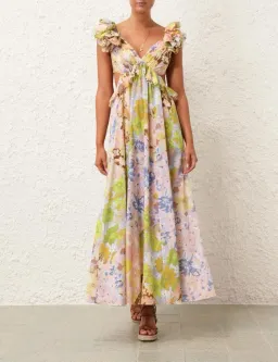 Zimmermann Pop Ruffle Floral Midi Dress Size 2 / AU 12 for rent on The Volte - image 1