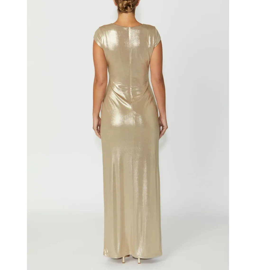 Anthea Crawford Myrah Jersey Gown Gold Size 12 for rent on The Volte - main image