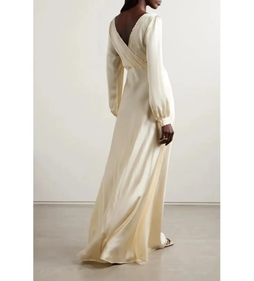 Doen Fiora Bioderie Silk Maxi Dress Cream Size S / Size AU 8 for rent on The Volte - main image