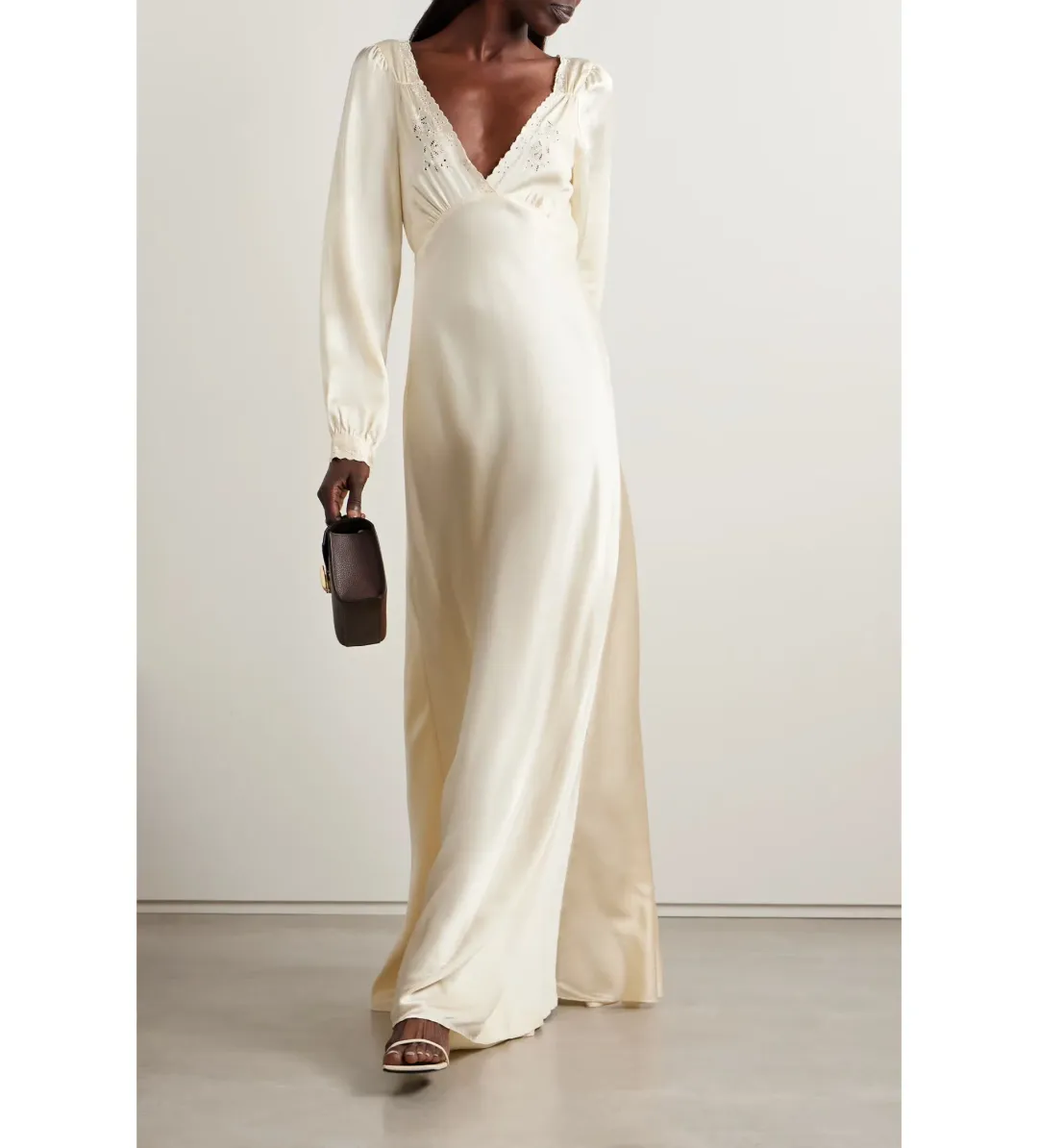Doen Fiora Bioderie Silk Maxi Dress Cream Size S / Size AU 8 for rent on The Volte - main image
