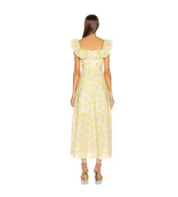 Zimmermann Goldie Ruffle Neck Midi Dress Yellow Floral Size 0 / AU 8 for rent on The Volte - image 2