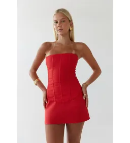 HNTR The Label Aurora Corset and Aura Mini Skirt Set in Red Size S / AU 8 for rent on The Volte - image 3