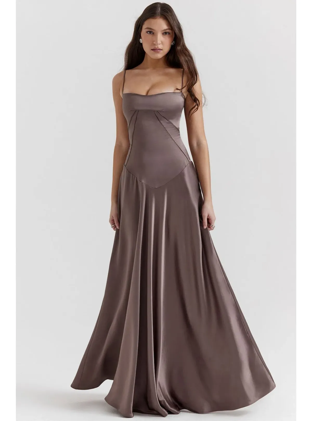 House of CB Anabella Lace Up Maxi Dress Smoke Size S / AU 8 for rent on The Volte - main image