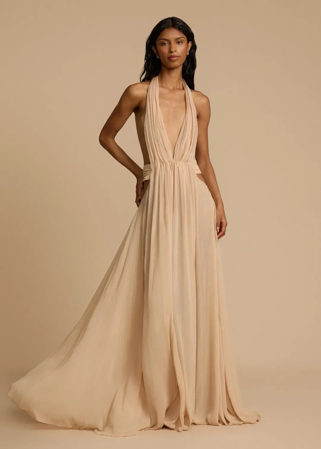 Arcina Ori Florence Maxi Dress Vintage Stone Nude Size XS / AU 6 for rent on The Volte - main image