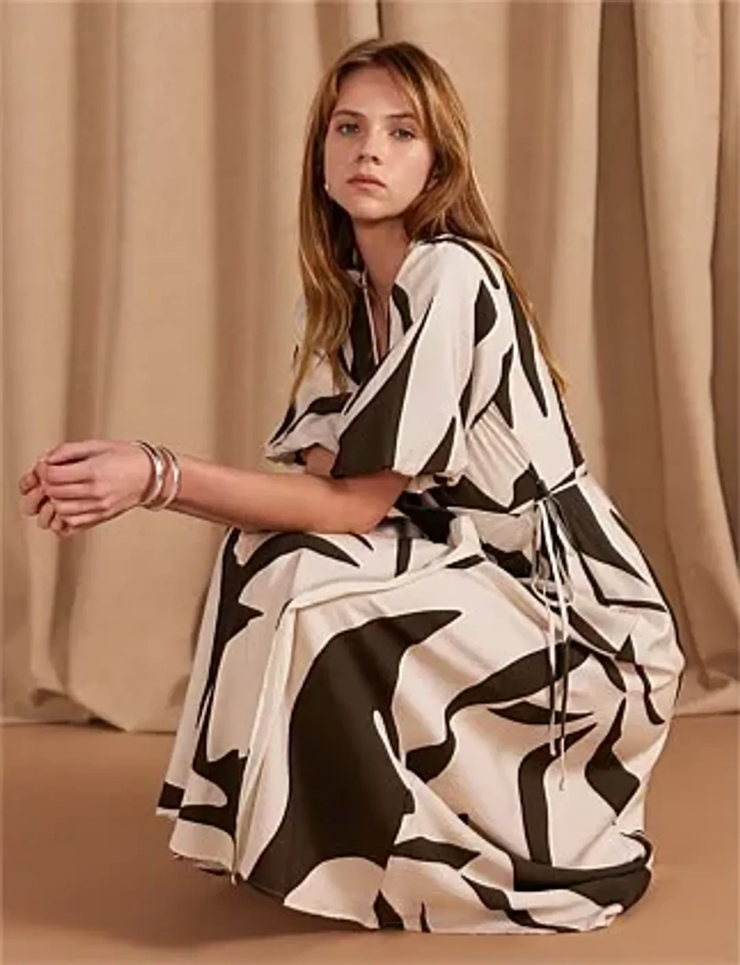 Staple The Label Acacia Wrap Midi Dress Print Size 8 for rent on The Volte - main image