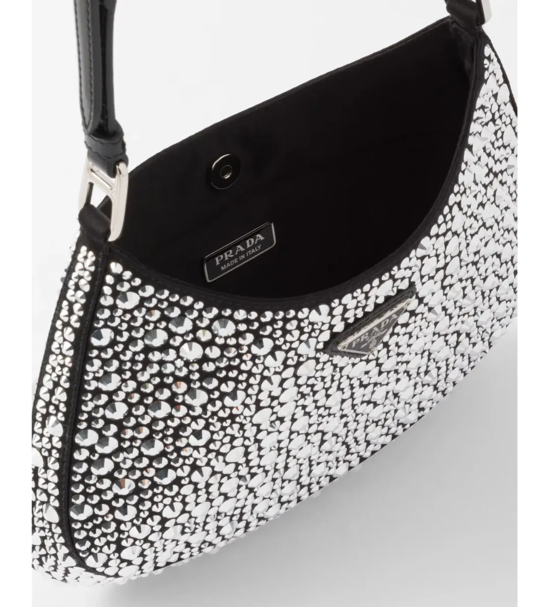 Prada Cleo Satin Bag With Crystals Silver for rent on The Volte - main image