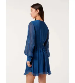 Forever New Genevieve Crinkle Pleated Mini Dress in Blue Size 12 for rent on The Volte - image 3