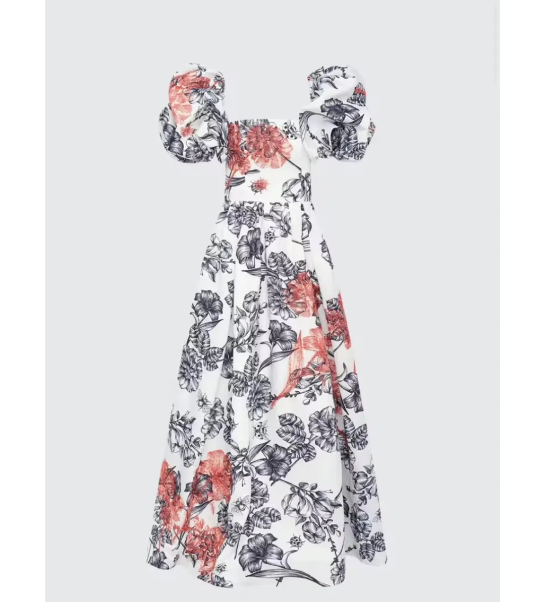 Leo Lin Clara Embellished Puff Sleeve Tie Back Gown Harmony Print in Ming Size AU 14 for rent on The Volte - main image