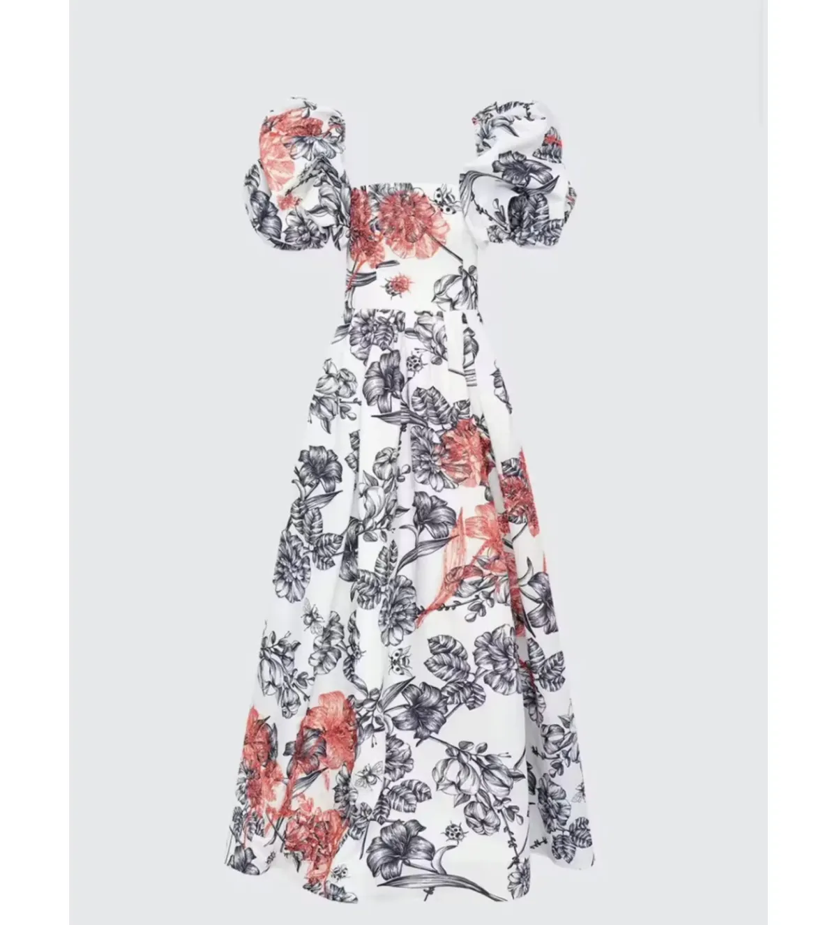 Leo Lin Clara Embellished Puff Sleeve Tie Back Gown Harmony Print in Ming Size AU 14 for rent on The Volte - main image