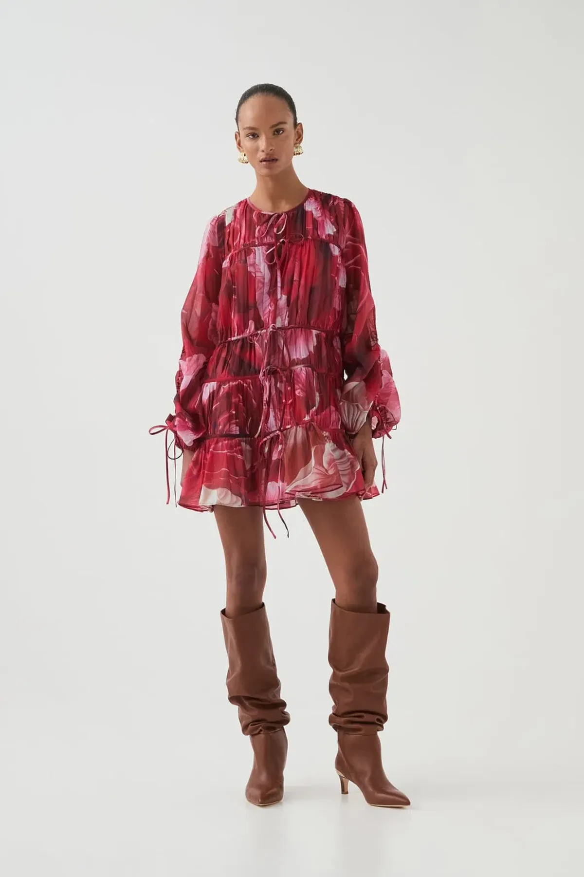 Aje Flora Mini Dress Red Size 8 for rent on The Volte - main image