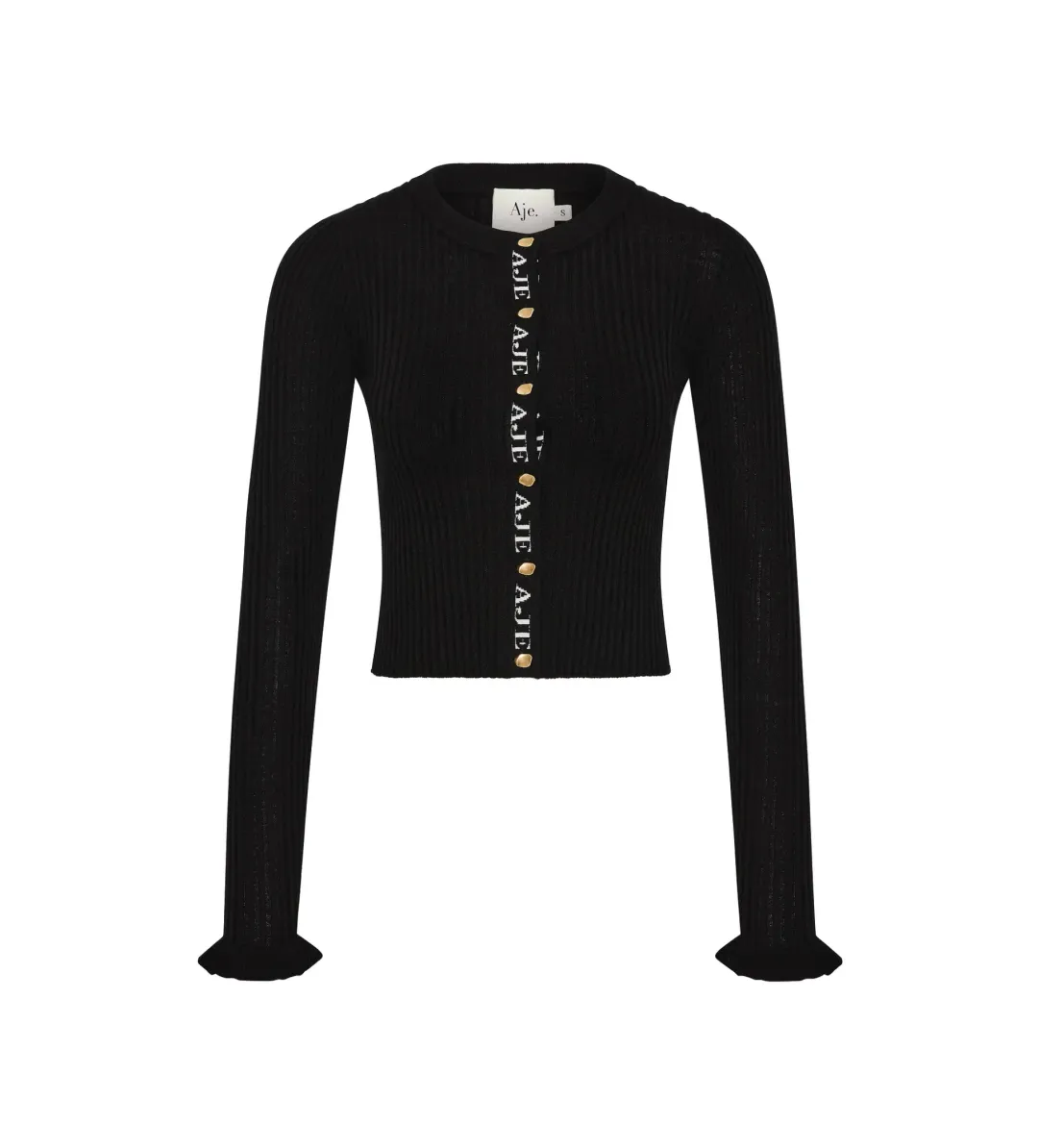 Aje Alchemy Knit Cardigan Black/Ivory Logo Size S/AU 8 for rent on The Volte - main image
