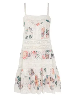 Zimmermann Acacia Lace Trim Mini Dress Cream Multi Floral Size 0P / AU 6P for rent on The Volte - image 4