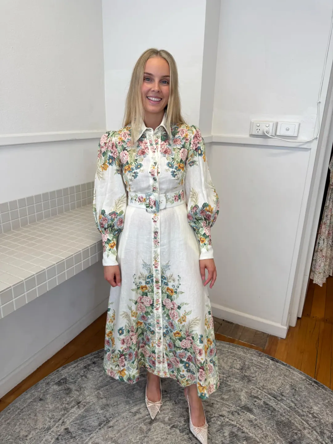 Zimmermann Wavelength Bell Sleeve Midi Dress for rent on The Volte - main image