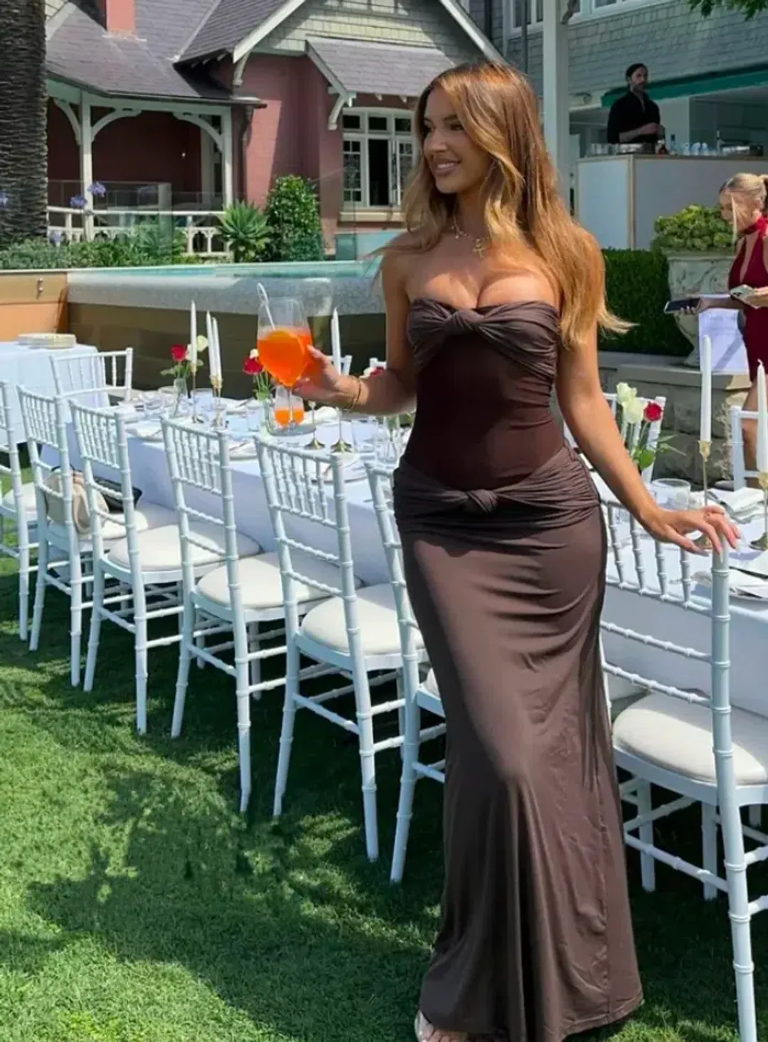 Sesha Therese Amara Maxi Dress Brown Size AU 8 for rent on The Volte - main image