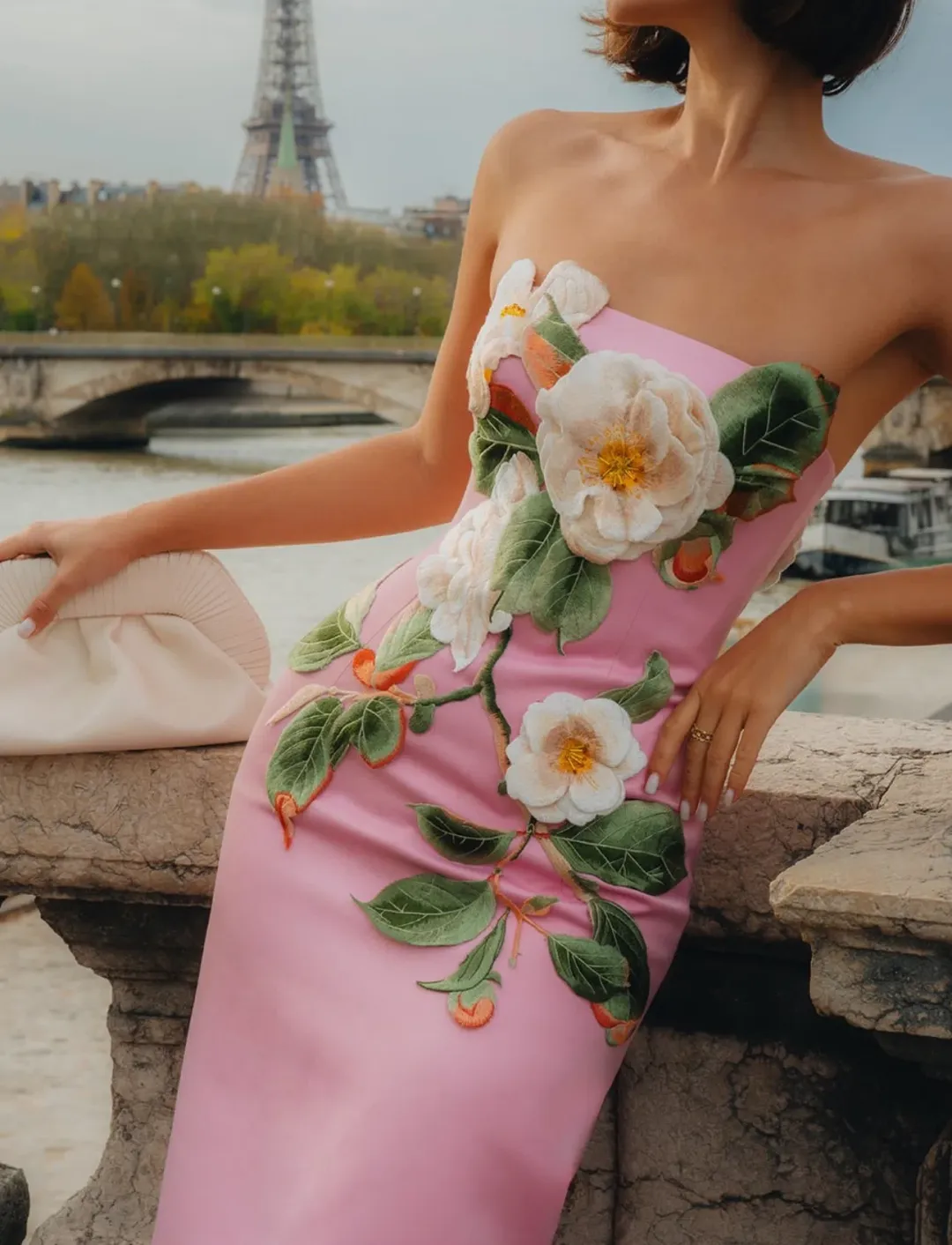 Leo Lin Rayna Applique Floral Bustier Maxi Dress in Camelia Print Size 12 for rent on The Volte - main image