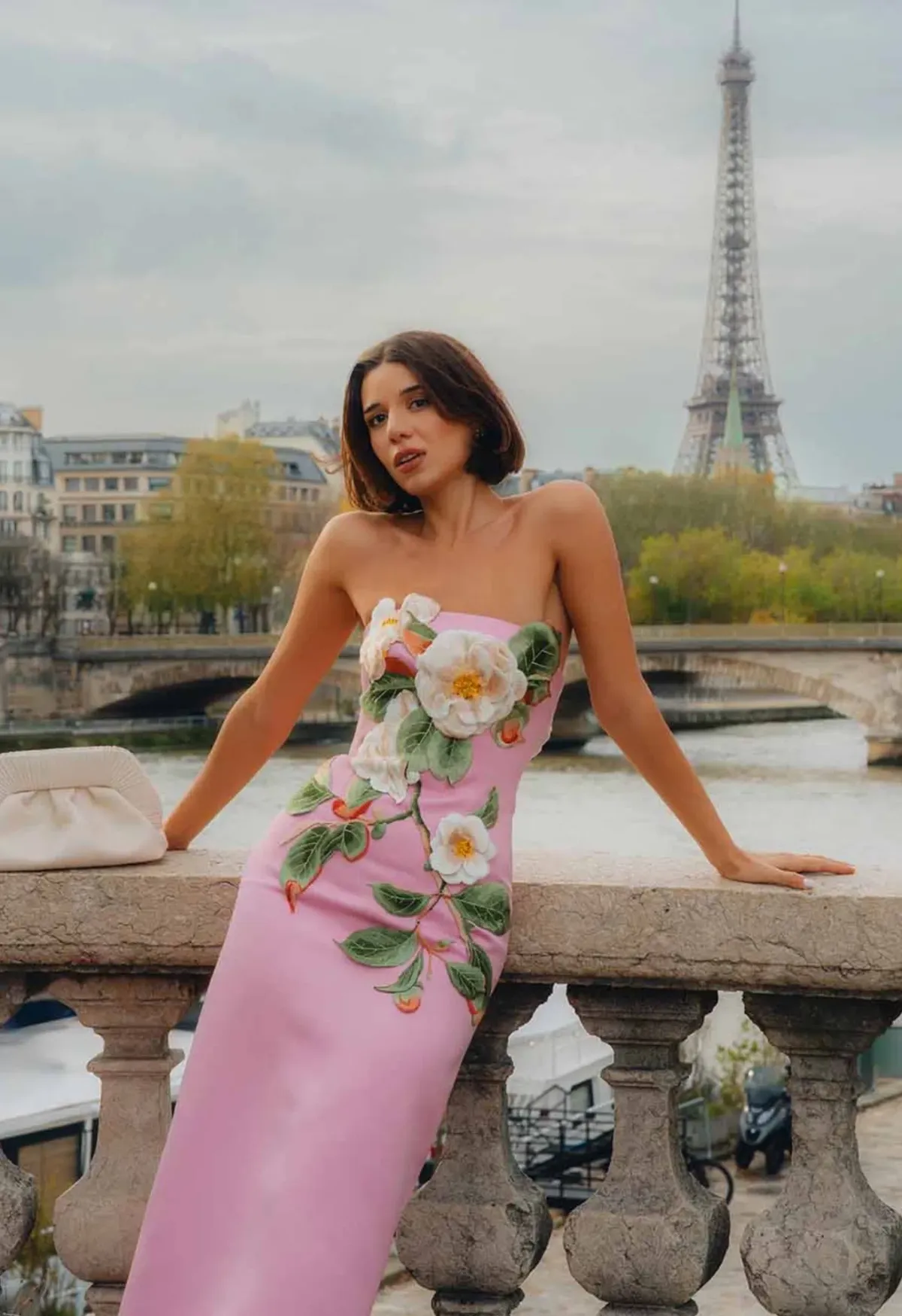 Leo Lin Rayna Applique Floral Bustier Maxi Dress in Camelia Print Size 12 for rent on The Volte - main image