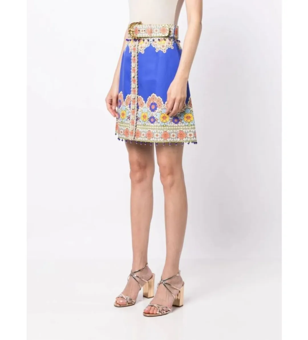 Zimmermann Cosmic Capricorn Mini Skirt in Blue Size 1/ AU 10  for rent on The Volte - main image