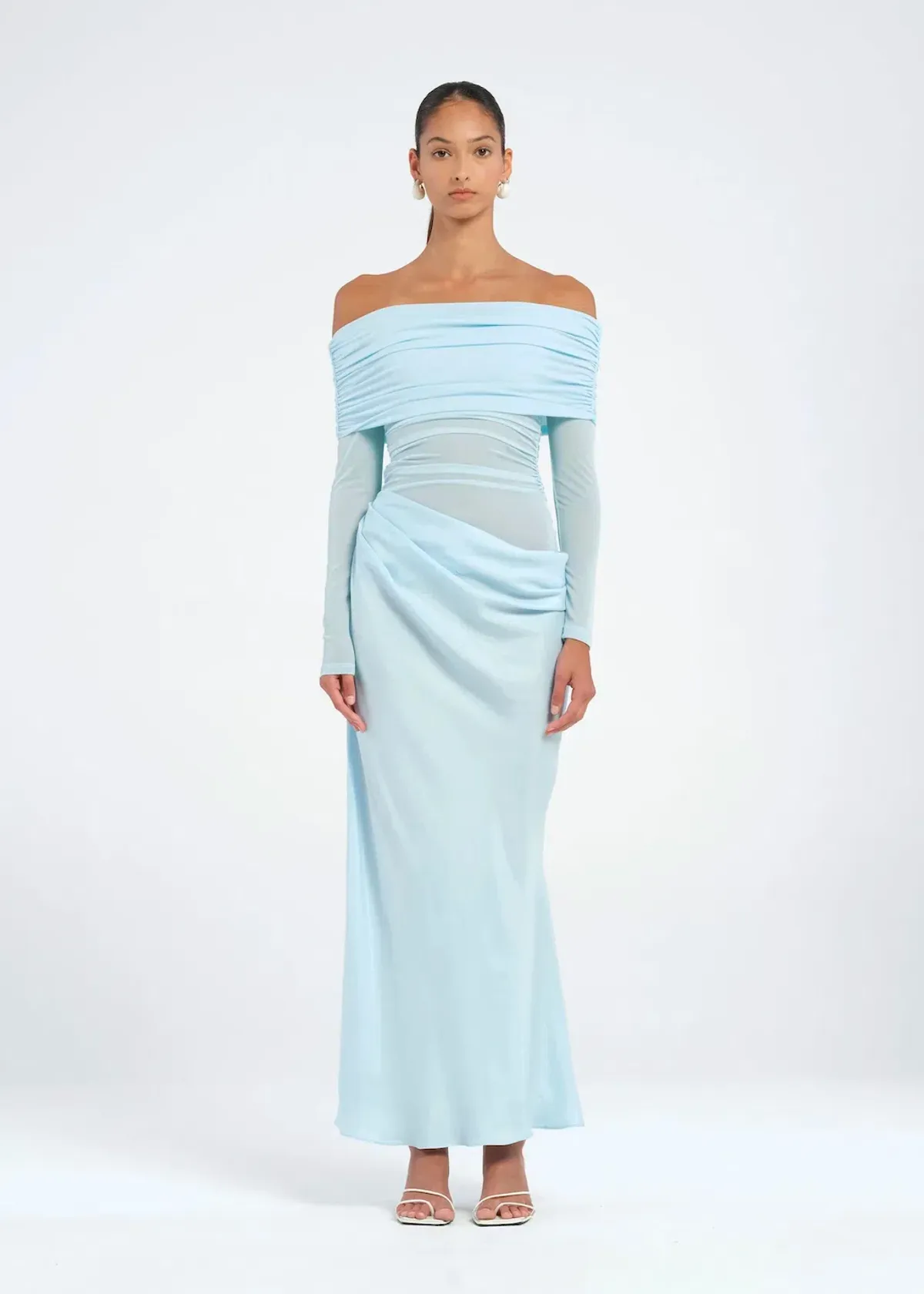 Benni Yasmin Off-Shoulder Maxi Dress Blue Size 8 / AU 8 for rent on The Volte - main image