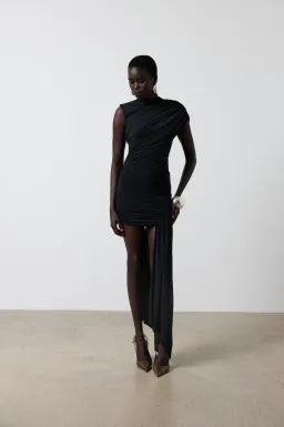 De La Vali Ravenna Spandex Jersey Mini Dress Black Size UK / AU 6-8 for rent on The Volte - image 8