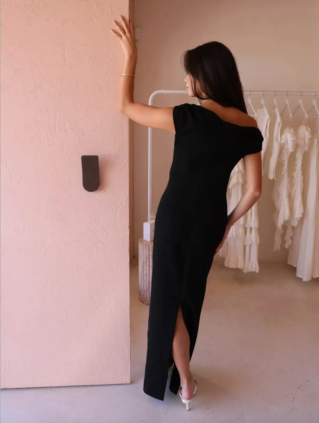 By Nicola Vivian Crepe Maxi Dress Black Size 8  for rent on The Volte - main image