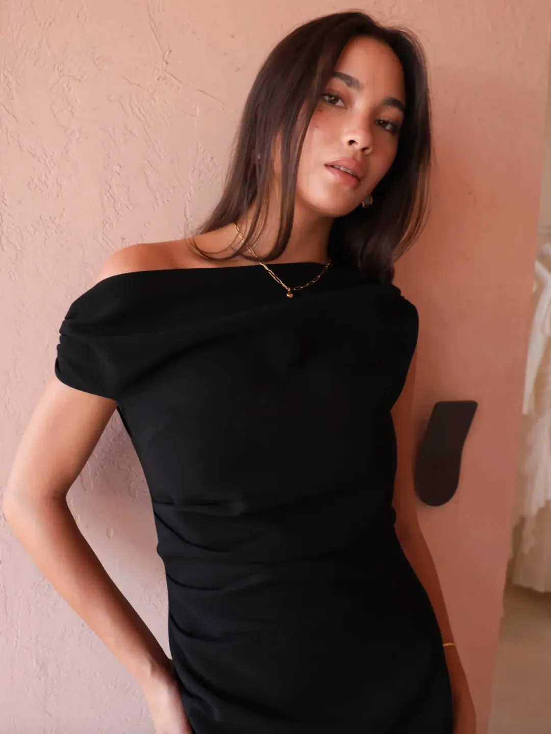 By Nicola Vivian Crepe Maxi Dress Black Size AU 14 for rent on The Volte - main image