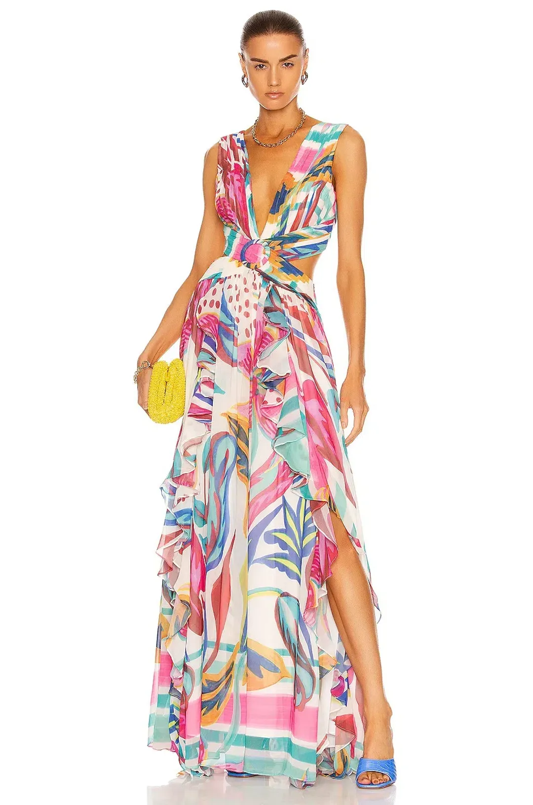 Patbo Flora Maxi Cutout Dress Floral Size 8 for rent on The Volte - main image
