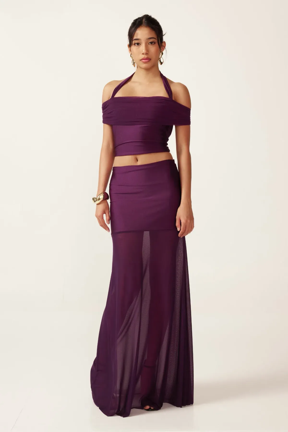 Ancegria Vivienne Top and Skirt Set in Plum Purple Size 8 for rent on The Volte - main image