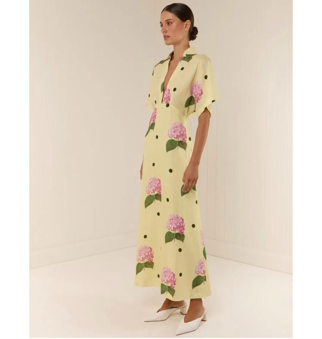 Palm Noosa Jasmine Dress Yellow Floral Size 8 for rent on The Volte - main image