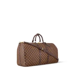 Louis Vuitton Keepall Bandoulière 55 in Damier Ebene for rent on The Volte - image 2