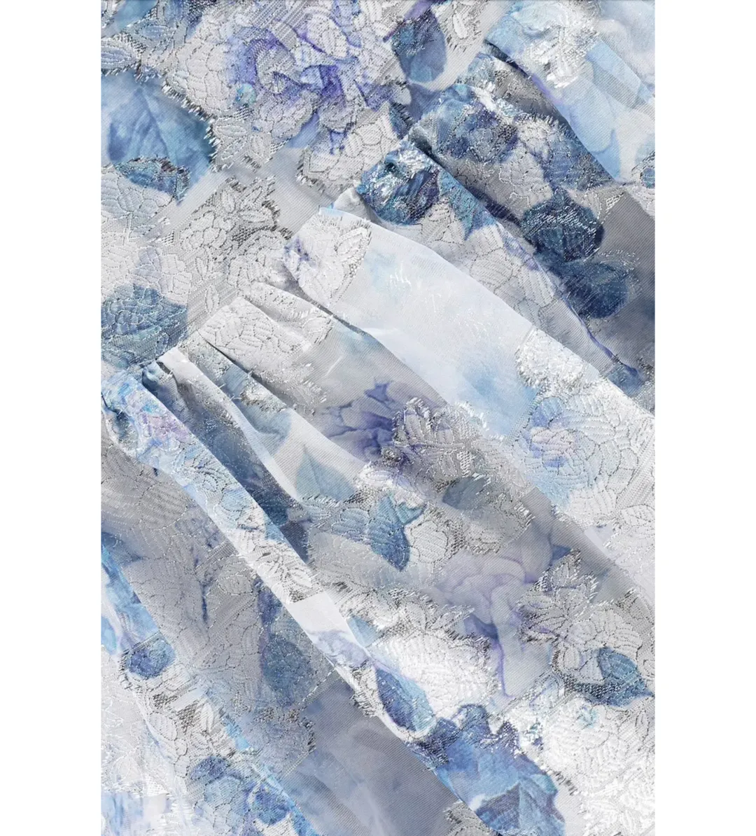 Marchesa Notte Tiered Velvet-Trimmed Fil Coupé Organza Dress in Sky Blue Size 10 for rent on The Volte - main image