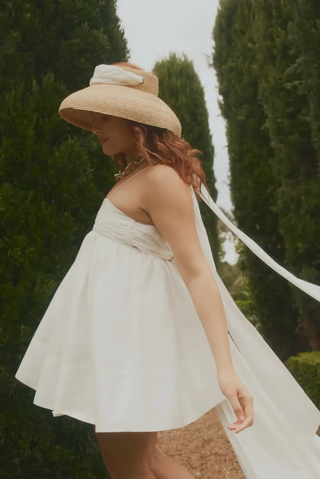 Aje Catina Bow Back Mini Dress Ivory White Size 10 for rent on The Volte - main image