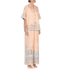 Zimmermann High Tide Oversized Silk Shirt and Trouser Set Pink Print Size 0P for rent on The Volte - image 3