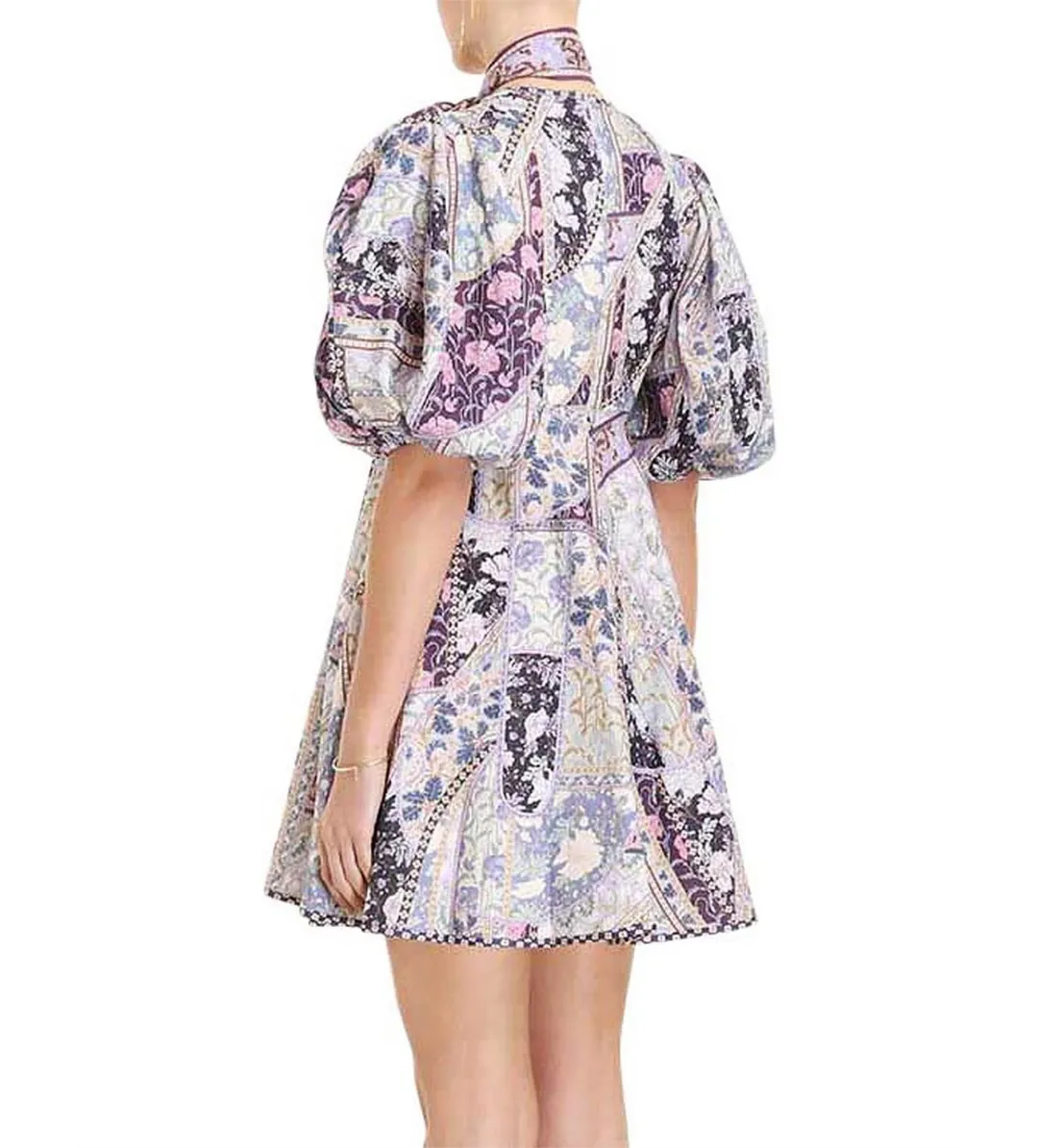 Zimmermann Celestial Mini Dress in Lavander Swirl Floral Size 3 for rent on The Volte - main image