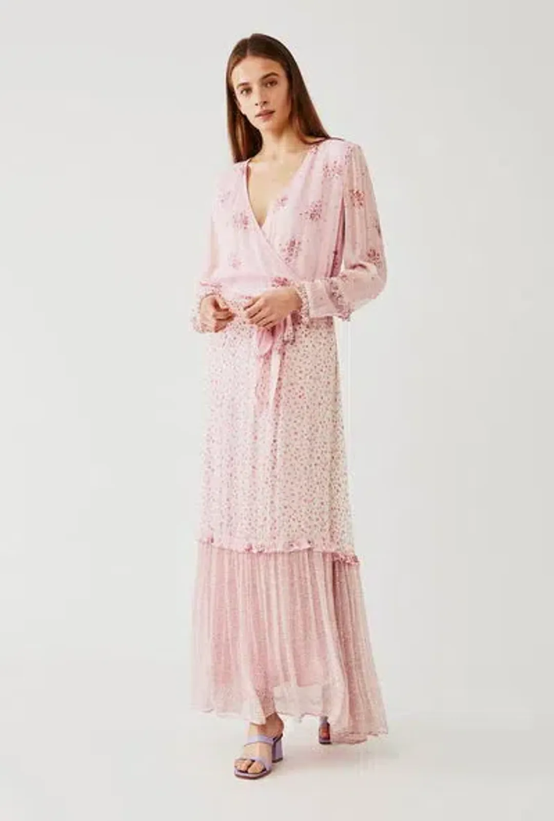Ghost Avery Pink Floral Maxi Dress Size AU 12 for rent on The Volte - main image