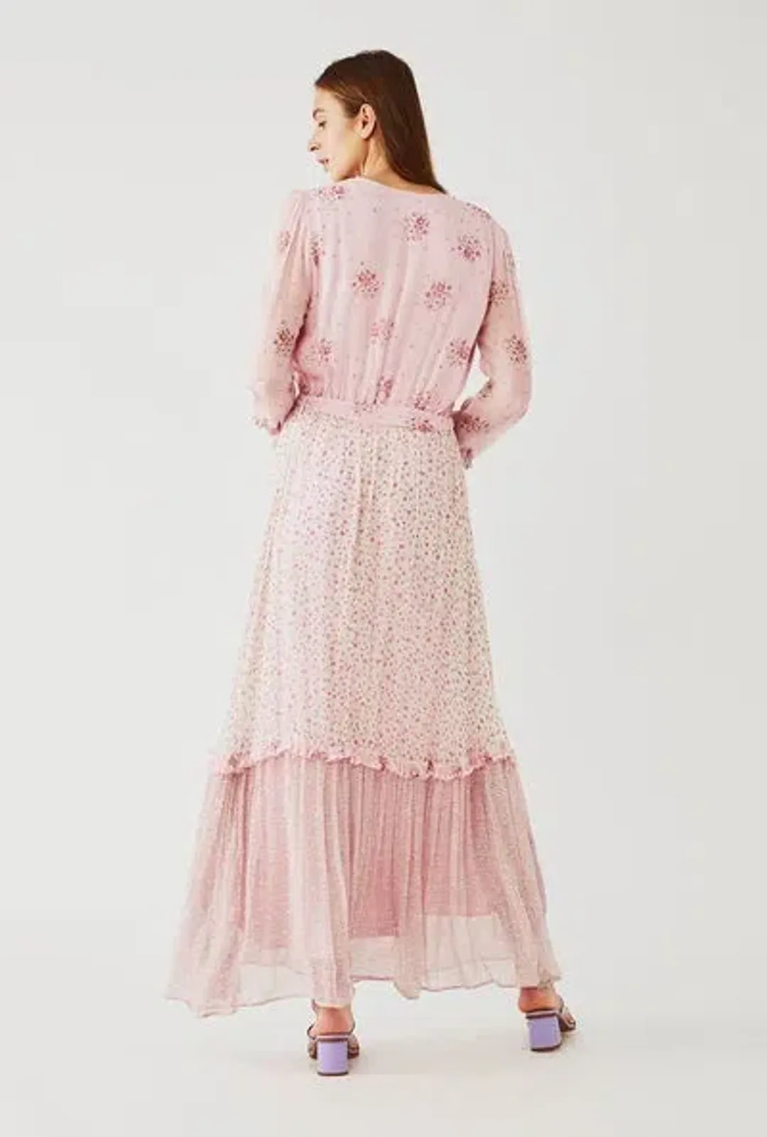 Ghost Avery Pink Floral Maxi Dress Size AU 12 for rent on The Volte - main image