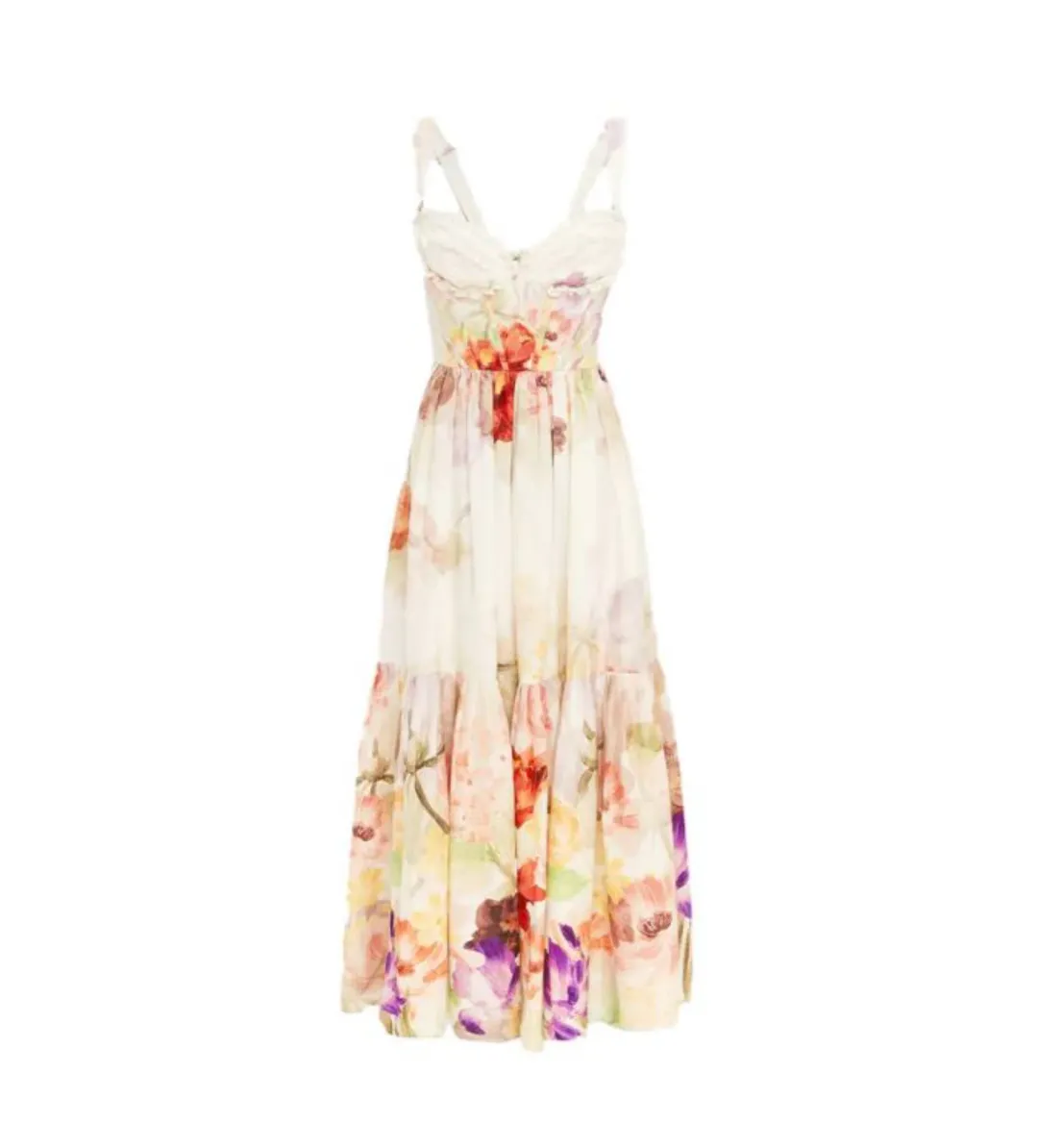 Leo Lin Rose Bustier Midi Dress Cascade Print Size AU 10 for rent on The Volte - main image