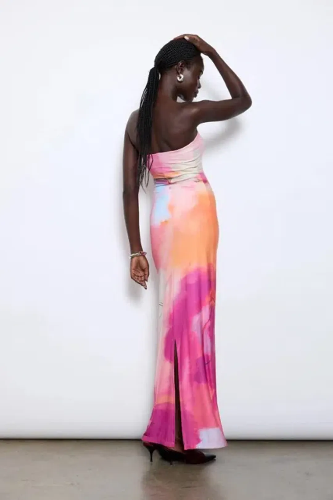 With Harper Lu Strapless Slip Maxi Dress Abstract Art Size M/AU 10 for rent on The Volte - main image