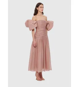 Leo Lin Lydia Puff Sleeve Midi Dress Size 10  for rent on The Volte - image 2