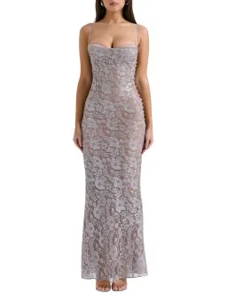 House of CB Azzurra Lace Godet Gown in Ice Blue Size S/AU 8 for rent on The Volte - image 1