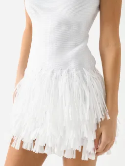 AJE Rushes Raffia Knit Mini Dress White Size AU 8 for rent on The Volte - image 4