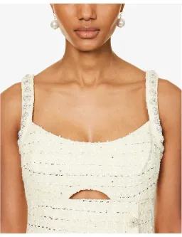 Self Portrait Boucle Diamante Mini Dress Yellow Size 8 for rent on The Volte - image 4