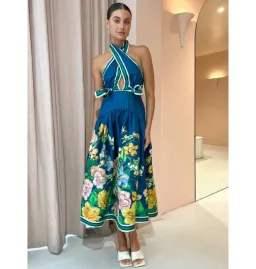 Alemais Lyla Halter Midi Dress Royal Blue Size AU 10 for rent on The Volte - image 1