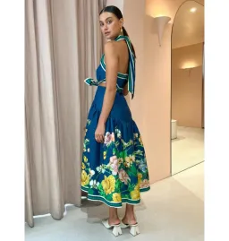 Alemais Lyla Halter Midi Dress Royal Blue Size AU 10 for rent on The Volte - image 5