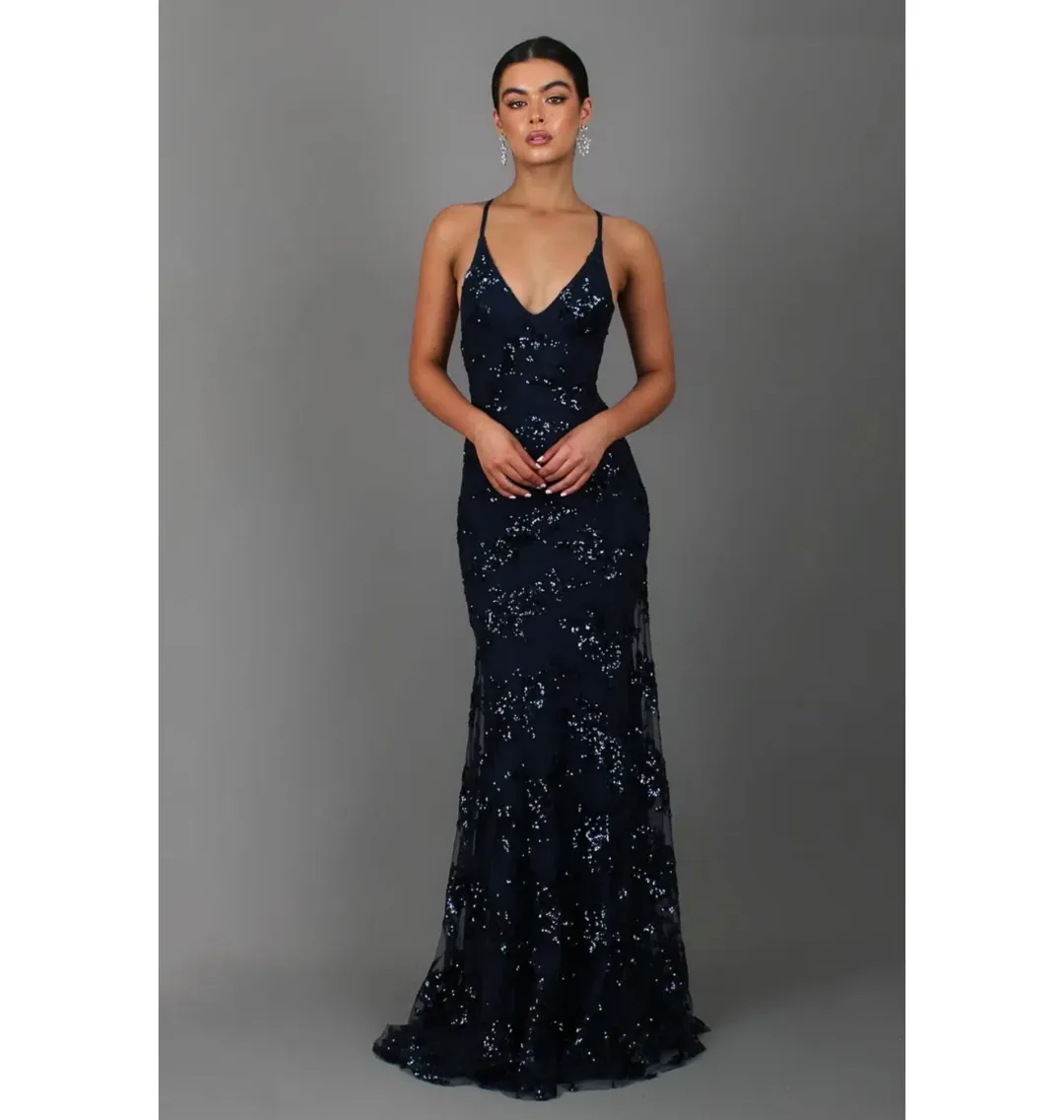 Jadore Sequin Formal Dress Navy Blue Size S / AU 8 for rent on The Volte - main image