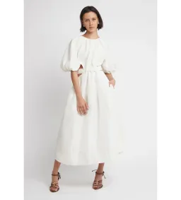 Aje Mimosa Cut Out Midi Dress Ivory Size AU 10 for rent on The Volte - image 1