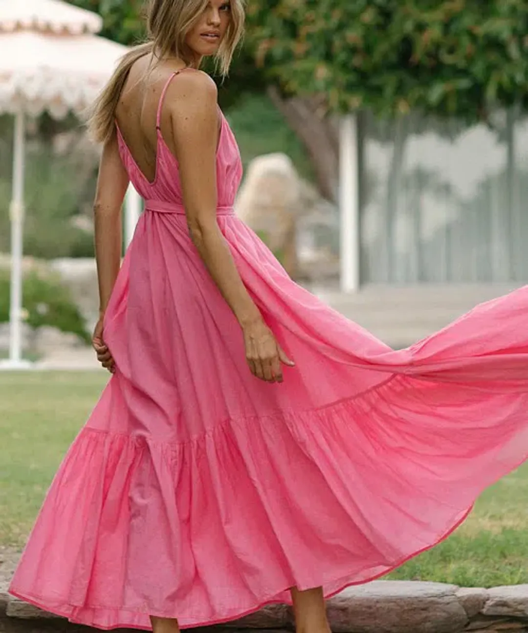 Spell & The Gypsy Azalea Strappy Maxi Cotton Dress Pink Size M / AU 10 for rent on The Volte - main image